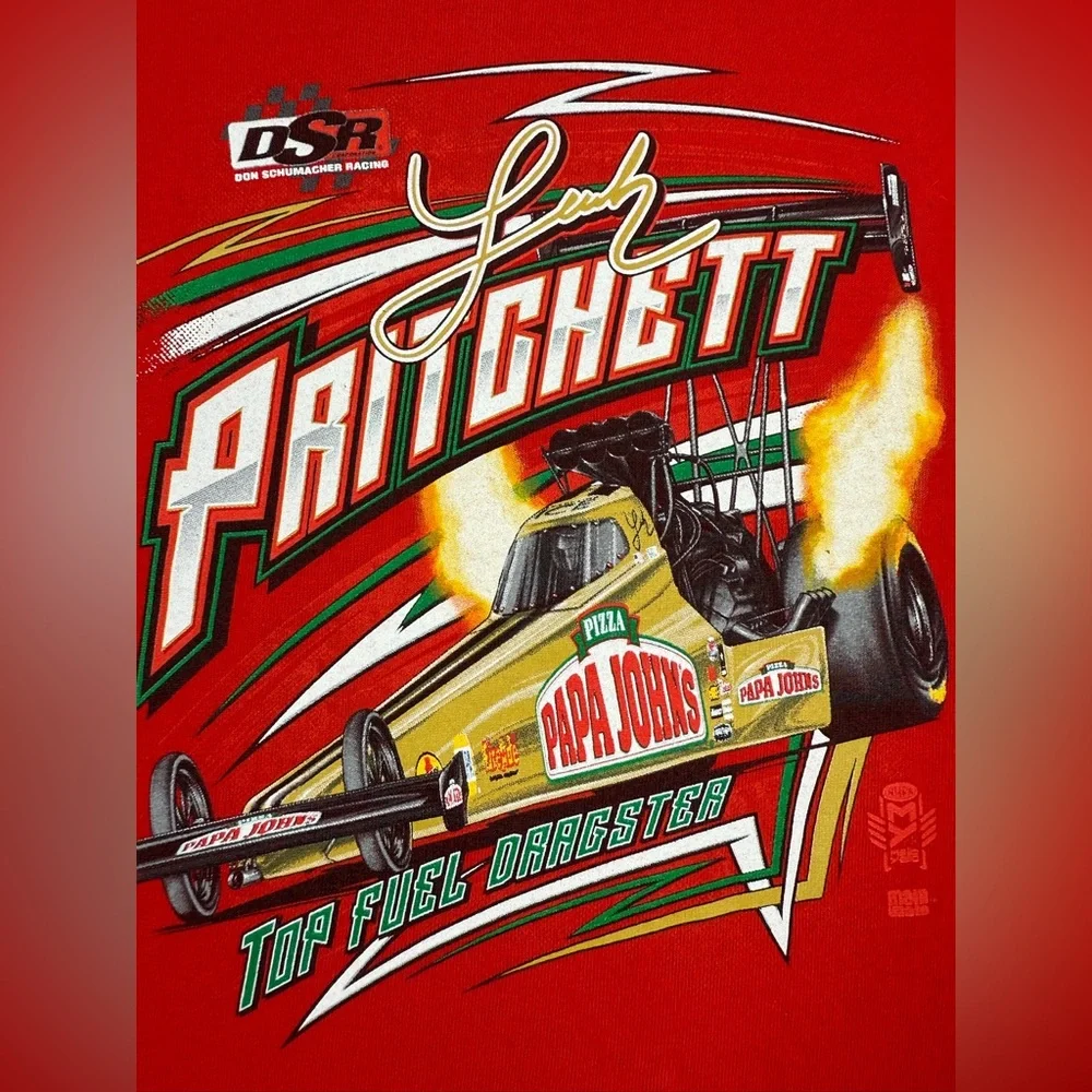 DON SCHUMACHER RACING Leah Prichett Papa John's Top Fuel Dragster T-Shirt Size M